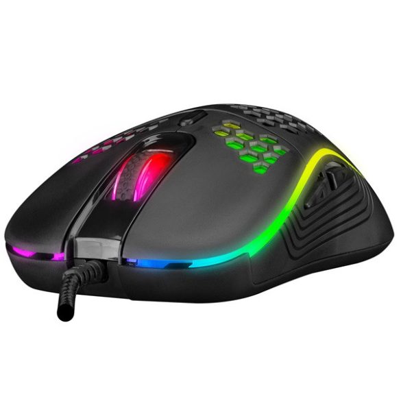 Everest Gamer Egér - SM-G66 X-HOLE (8000 DPI, 7gomb, 1,5m harisnyázott kábel,optikai, fekete, RGB LED)